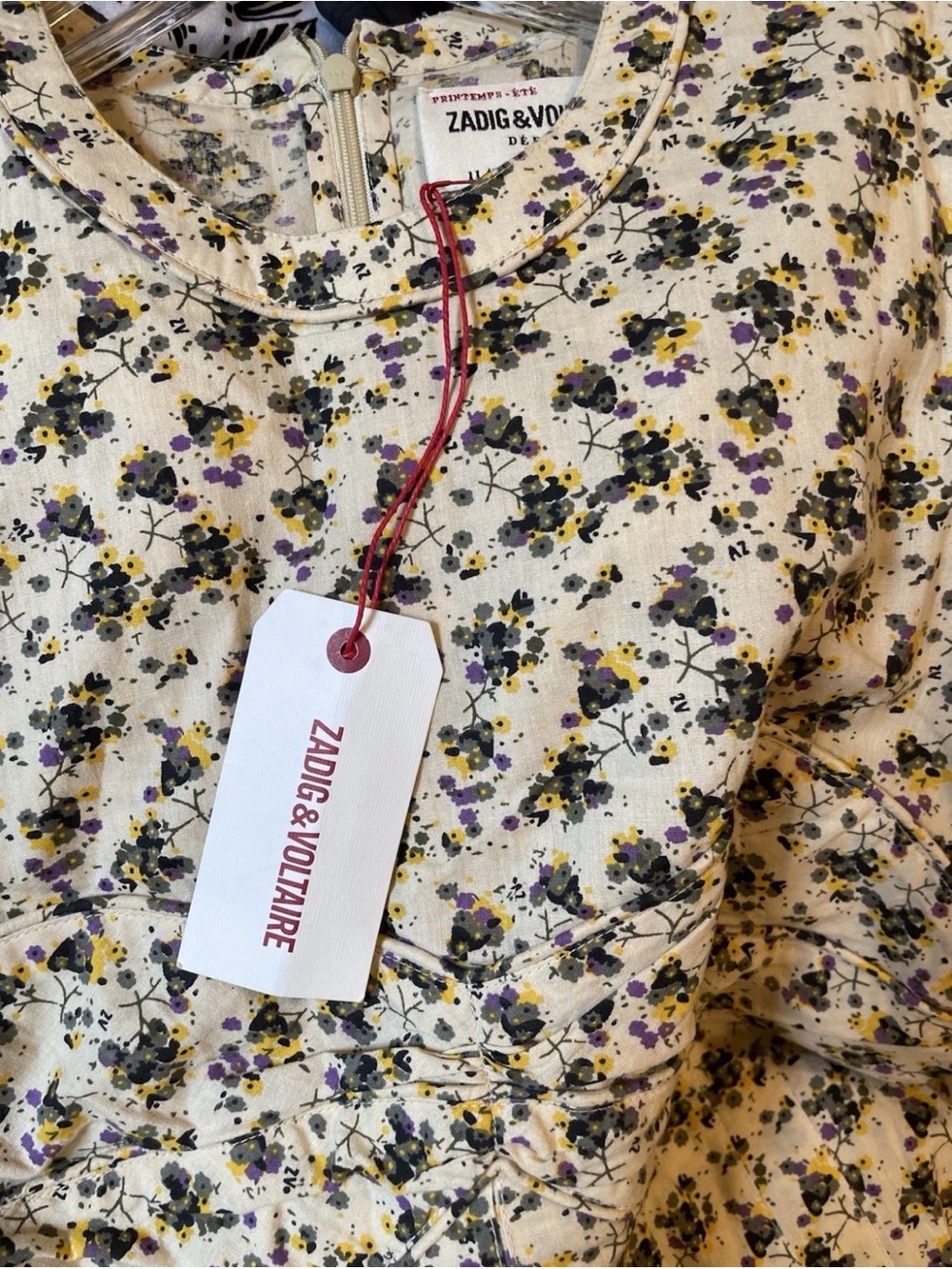 NWT Zadig & Voltaire Floral Puff Sleeve Mini Dress Cottagecore French Girl Small - Picture 8 of 9